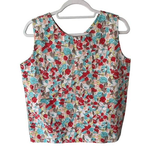 Handmade Vibrant Floral Button-Down Blouse Size M Cottagecore Summer Vintage - Picture 2 of 9